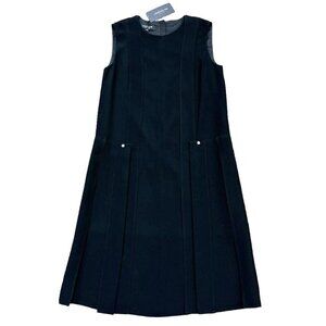 Lafayette 148 New York sz P XS Dress pleated sleeveless Black Shift Minimalist